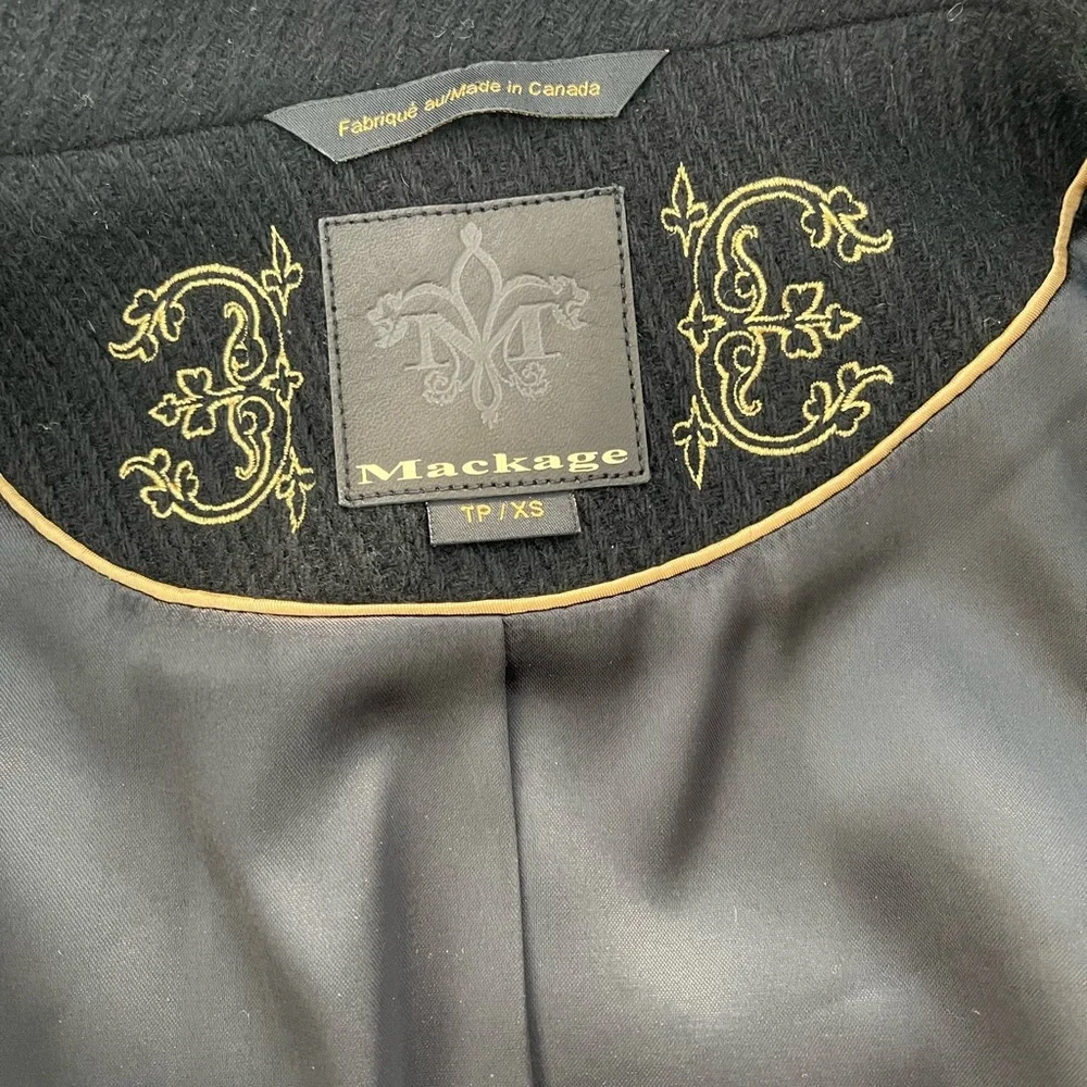 MACKAGE Funnel Neck Asymmetrical Zip Belted Wool Coat in Black - Picture 11 of 12